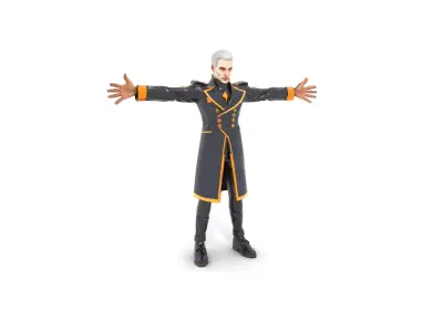 Regal Ruler in Elegant Coat Low-poly 3D model