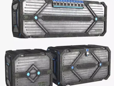 3D Sci-fi Container set of 3 v2 Low-poly 3D model