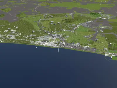 Brighton 50x50km City Map Model 3D model