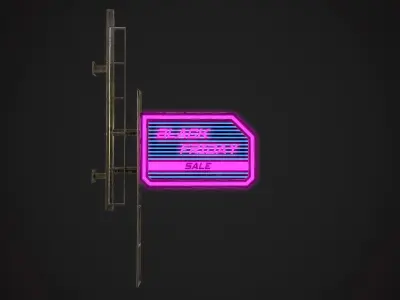BlackFriday Neon signs Cyberpunk  PBR Game Ready model Low-poly 3D model