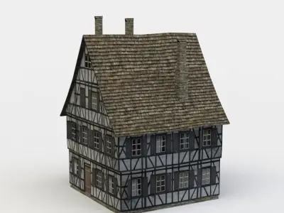 House half timbered Low-poly 3D model