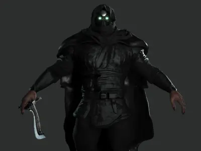 AAA 3D MODEL FANTASY MALE CHARACTER - THE CYBORG WARRIOR 01 Low-poly 3D model