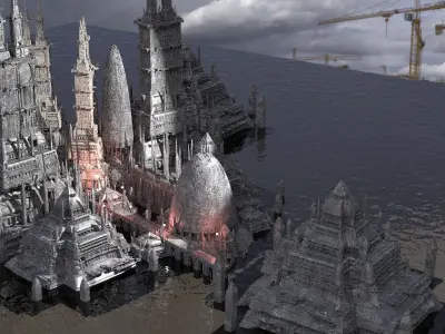 Sci fi future Egyptian Temples 3D model