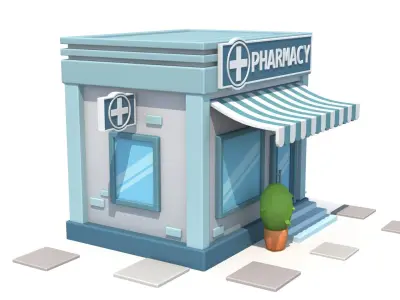Cartoon pharmacy Low-poly 3D model