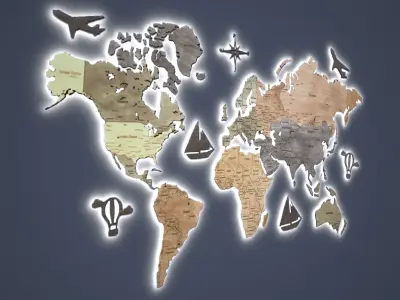  wooden map on the wall Low-poly 3D model purchase