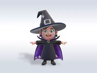 Adorable Witch Character 3D Model 3D model