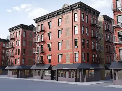 New York corner building Low-poly 3D model