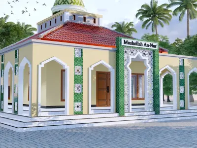 Minimalist Modern Mosque Room Prayer Full Interior  3D model