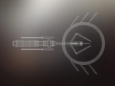 Sci-fi war spaceship Low-poly 3D model