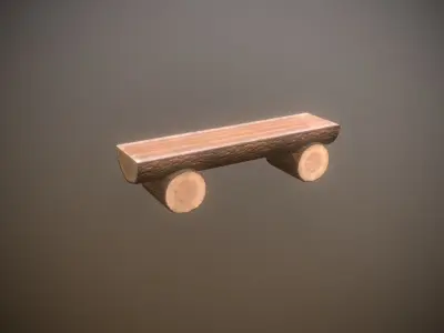 Log Bench low-poly game ready Low-poly 3D model