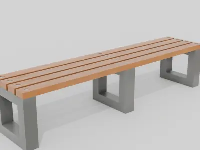 Outdoor Wooden Bench 4 Low-poly 3D model