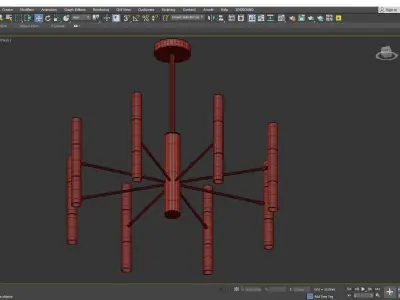 Starburst Metal Chandelier Lighting Fixture Modern Low-poly 3D model