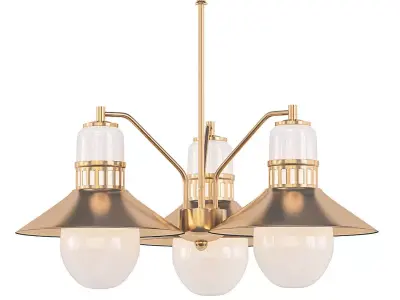 JONATHAN Y three light chandelier in brass with glass shades 3D model