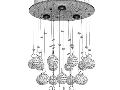 Modern Chandelier Rain Drop Crystal Ball Ceiling Lamp Low-poly 3D model