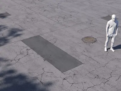 Editable Asphalt with cracks and patches 3D model