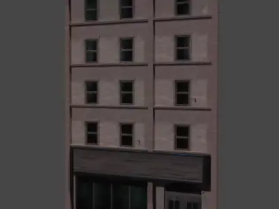 Facades of Old Apartaments Low-poly 3D model