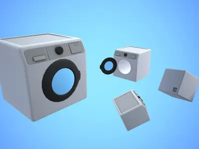 WASHING MACHINE KITCHEN CARTOON STYLIZED Low-poly 3D model