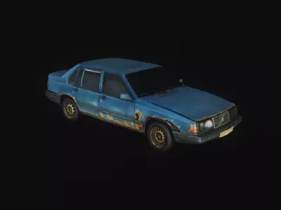 Old style sedan Low-poly 3D model