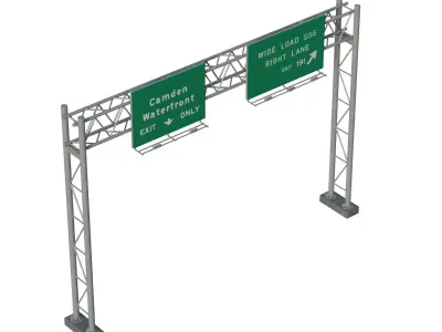 Highway Sign 04 Low-poly 3D model