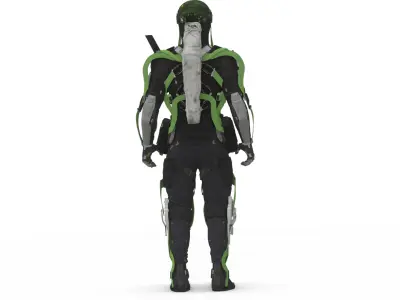 Futuristic Battle Robot 3D Model Rigged Game-Ready Low-poly 3D model