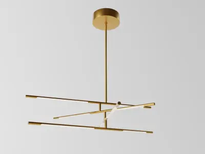 Saber LED Multi Arm Chandelier Gold 3D model