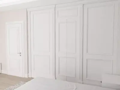 bedroom with walls and wooden floors 3D model