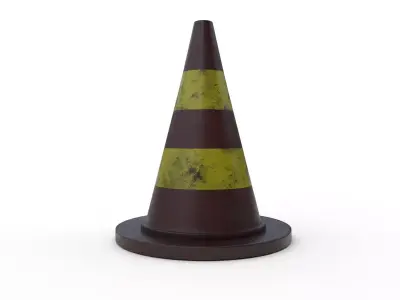 Traffic Cone Low-poly 3D model 8