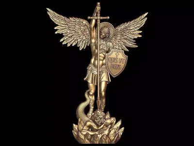 MOISSANITE Saint St Michael Slaying Dragon Archangel Pendant Free 3D print model