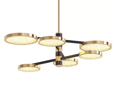 AX269 chandelier with four circular lights in gold and brass 3D model