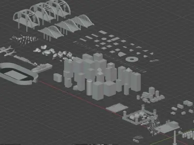 Low Poly 3D Urban City  Model Pack Half Price Promo Low-poly 3D model