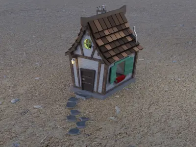 Simple Desert Witch House Low-poly 3D model