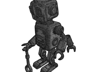 Retro Rusty Robot Character Model Low-poly 3D model