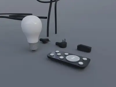 Free Electronic Components Contoller Cabels Bulb Plug Components Free low-poly 3D model