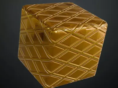 Golden Metal Pattern Diamond PBR Seamless Texture