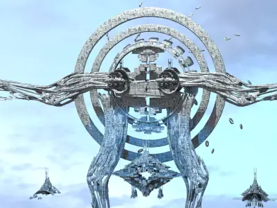 interstellar Sci fi pharaoh Archway station ring city 2 Low-poly 3D model