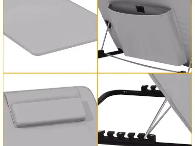 Beach Sun Lounger with Back-Headrest 3D model