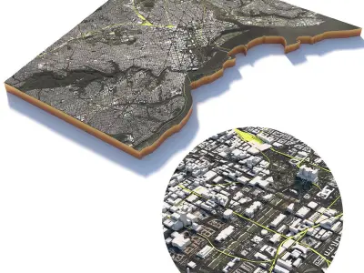 Washington DC USA Terrain City 3D model