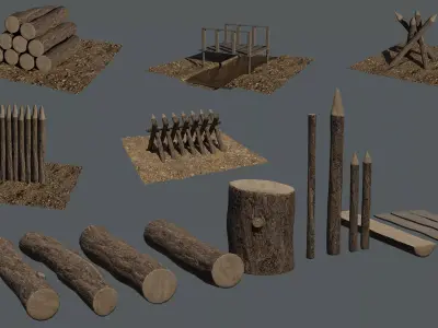 Medieval Wood Pack Low-poly 3D model