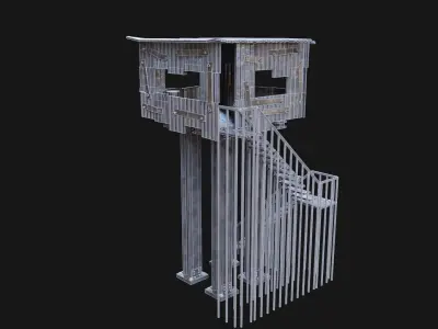 POST APO WATCHTOWER IMPROVISED SURVIVAL PLATFORM FORT SHELTER Low-poly 3D model