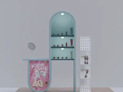 Cosmetic Booth Low-poly 3D model