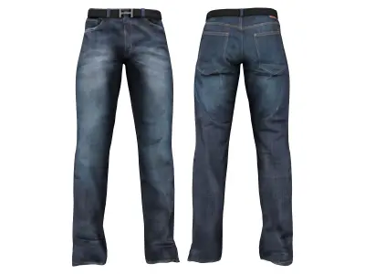 Men Slim-Fit Long Sleeves Hoodies Sweater And Denim Pants Outfit Low-poly 3D model