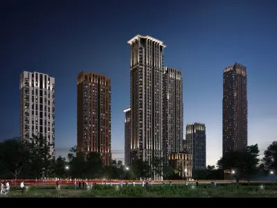 Modern apartment building concept 3D model 3D model