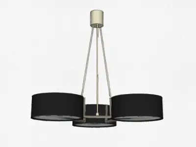 Bruno Gatta Black Metal and Opaline Glass Chandelier  3D model