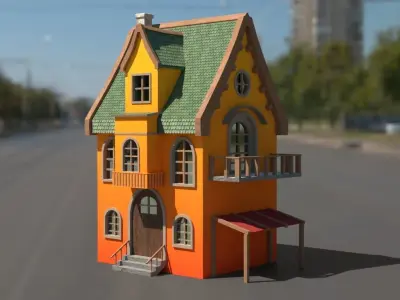 Cartoon house 3D model Low-poly 3D model purchase