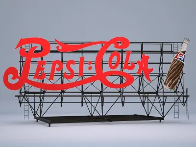 Pepsi Cola Billboard Sign Low-poly 3D model