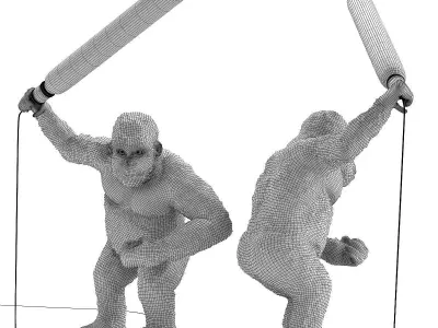 Table Lamp Animal Fighting Kong Mat Black 3D model