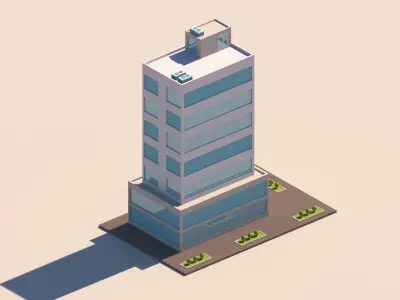 Cartoon Low Poly Tall Buildings Package Low-poly 3D model