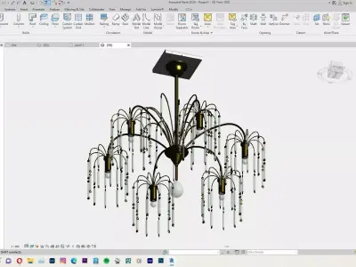 Chandelier or Classical Hanging Lamp Revit Family Interior 3D model