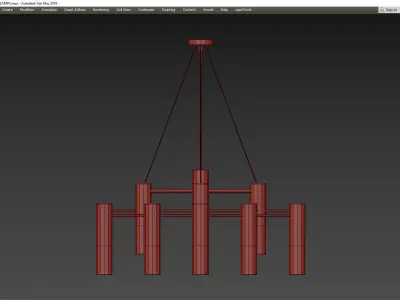MIDCENTURI CHANDELIER WITH IKE TUNNEL LAMPS Low-poly 3D model