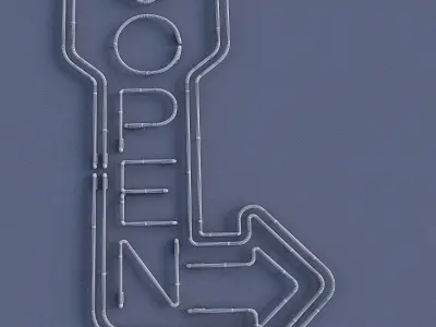 Open Neon Sign Low-poly 3D model